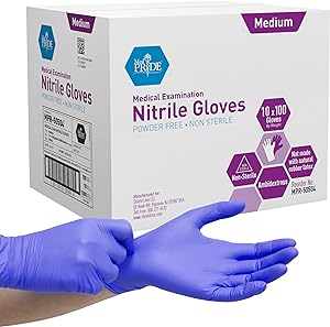 MedPride Powder-Free Nitrile Exam Gloves, Medium, Case/1000 (100 Count (Pack of 10))