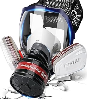 Image of NBWAN Gas Masks Survival Nuclear and Chemical, Gas Mask with 40mm Activated Carbon Filter, Full Face Respirator Mask with 6001 Filter for Chemicals Organic Vapor Dust Smoke Painting Spray Welding