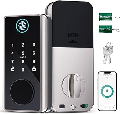 Smart Deadbolt Fingerprint Door Lock - ENOKER 5 in 1 Keyless Entry Door Lock with Keypad, APP Control/100 Fingerprint/IC Key Cards/Passcode/Keys Biometric Electronic Front Door Lock for Home Office