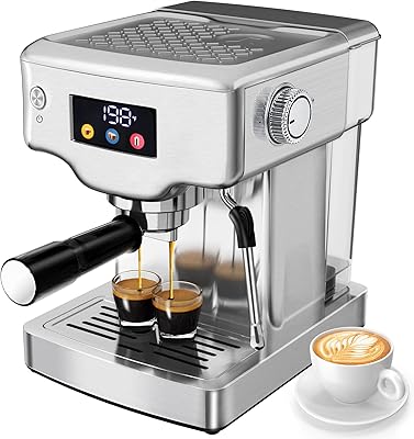 Homtone Espresso Machine 20 Bar, Stainless Steel Espresso Machine with Milk Frother for Cappuccino, Latte, Touch Screen Espresso Coffee Maker for Home