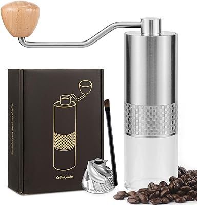 Manual Coffee Grinder - Stainless Steel Multi-Speed Adjustable Settings Manual Coffee Grinder, 35g Capacity Portable Conical Burr Coffee Bean Grinder for Espresso, French Press, Turkish Brew, etc.