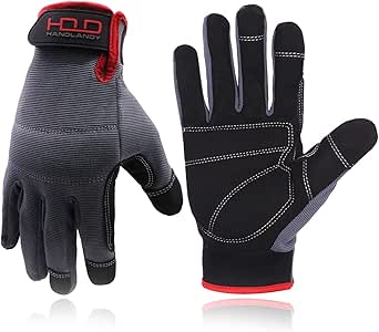 HANDLANDY Work Gloves for Men &amp; Women, Utility Mechanic Working Gloves Touch Screen, Flexible Yard Work Gloves