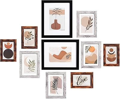 eletecpro 10 Pack Picture Frames, Including 4Pcs 4x6, 4Pcs 5x7, 2Pcs 8x10 Picture Frames Collage Wall Decor or Tabletop Display, Multiple Sizes Gallery Wall Frame Set