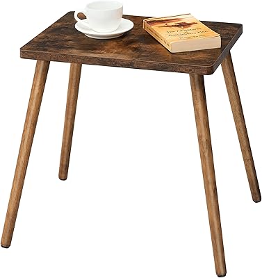 Tajsoon Small End Table Living Room, Mini Coffee Table, Rectangular Wooden Side Table Small Bed Side Table for Bedroom, Office, Balcony, Easy Assembly, Rustic Brown