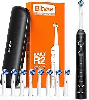 Bitvae R2 Rotating Electric Toothbrush for Adults with 8 Brush Heads, Travel Case, 5 Modes Rechargeable Power Toothbrush w...