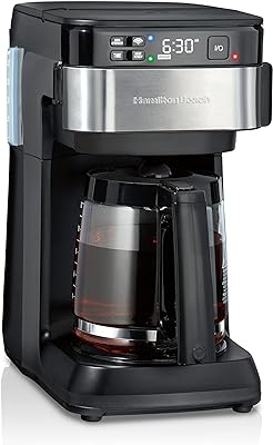 Hamilton Beach Works with Alexa Smart Coffee Maker, Programmable, 12 Cup Capacity, Black and Stainless Steel (49350R)