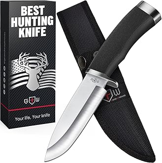 Image of Hunting Knife with Sheath Survival Knives for Men - Best Tactical Camping Hunting Hiking Knife - Bushcraft Field Gear Accessories Tool - Fixed Blade Sharp Knofe with Rubber Handle for Men 148109