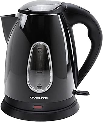 Ovente KS93B 1.7 Liter BPA Free Stainless Steel Cordless Electric Kettle, Black