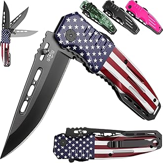 Image of Spring Assisted Knife - Pocket Folding Knife - Military Style - Tactical Knife - Good for Camping Hunting Survival Indoor and Outdoor Activities Mens Gift - Stocking Stuffers 6681 F