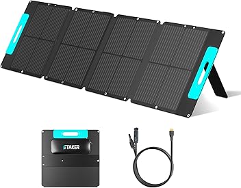 Image of ETAKER Solar Panel 120 Watt for Portable Power Station EP300/M2000, IP65 Foldable Solar Charger with Carry Case for Camping Trip, Van Travel, Outdoors