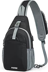 G4Free Sling Bag RFID Crossbody Sling Backpack with USB Charging Port, Travel Hiking Daypack Shoulder Chest Bag for Women Men(Black)