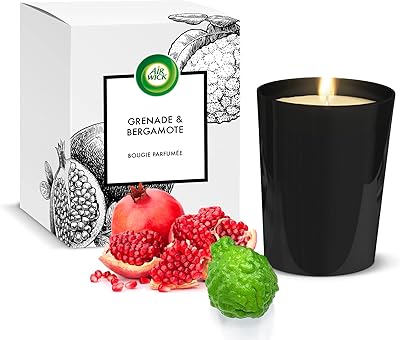 Air Wick Scented Candle, Pomegranate and Bergamot Fragrance, Garden Scents Premium Range