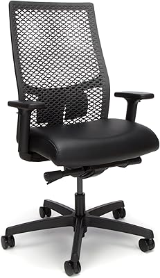 HON Ignition 2.0 ReActiv Ergonomic Office Chair with Lumbar Support, Breathable Flex-Back Adjustable Office Chair, Synchro-Tilt Recline, Swivel Wheels - Home Office Desk Chair for Back Pain - Black