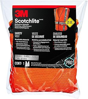 Image of 3M Reflective Construction Safety Vest with 5 Point Tear Away, Class 2, Hi-Viz Orange