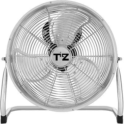 Metal Floor Fan - High Velocity Chrome Metal Fan, 12 Inch, Gym Fan With 3 Speeds - Adjustable Head, Free Standing, Powerful Portable Metal Pedestal Cooling Fan - Home, Garage, Office (SILVER)