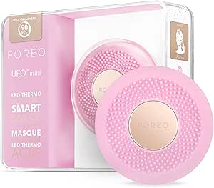 FOREO, UFO Spa em Casa, 5 em 1, Dispositivo de tratamento facial inteligente, Máscaras faciais, Termoterapia, Crioterapia, Para todos os tipos de pele - Pearl Pink