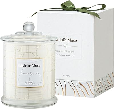 LA JOLIE MUSE Candles Gifts for Women, Candles for Women with Gift Box, Jasmine Scented Candle, Candles for Home Scented, Natural Soy Candles, 70 Hours 10 oz