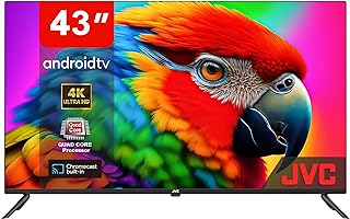 JVC 43 Inch Smart TV, 4K Ultra HD Android TV with Edgeless LED Display, Built-in Chromecast, Remote Control with Google Vo...