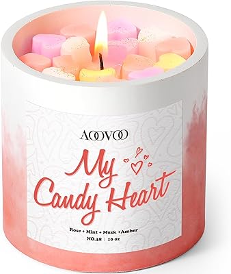 AOOVOO Valentines Day Candle Gifts for Her - Romantic Anniversary, Birthday, Christmas Gifts for Him, Handmade Concrete Jar Candle Gifts for Girlfriend Wife, 10oz Soy Wax Rose Scent