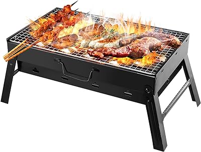 Attramite Foldable Charcoal Grill 17'' Portable Barbecue Grill Lightweight BBQ Smoker Grill Small Outdoor Mini Grills for Outdoor Cooking, Camping, Hiking, Bonfire, Patio, Backyard