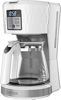 BLACK+DECKER Honeycomb Collection 12-Cup Programmable Coffeemaker, with Premium Textured Finish, White