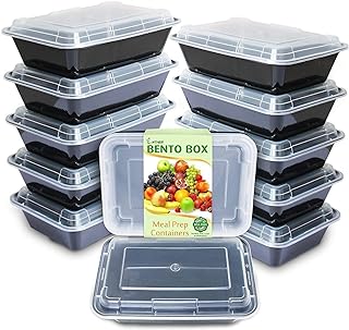 Enther 1CPTX12 Lot de 12 boîtes alimentaires en plastique avec 1 compartiment