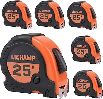 Image of LICHAMP Tape Measure 25 ft, 6 Pack Bulk Easy Read Measuring Tape Retractable with Fractions 1/8, Multipack Measurement Tape 25-Foot by 1-Inch, C6OG