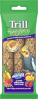 Trill Cockatiel Honey Sticks, 3 Pack – Bird Seed 105g – Seeds mixed with Pure Honey, Berries, Fruit & Nuts – Bird Food Tre...