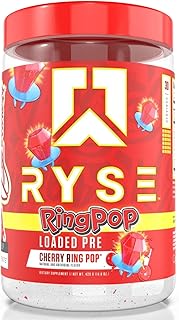 Ryse Up Supplements Loaded Pre-Workout Powder Official Ring Pop® Cherry Flavor | Fuel Your Greatness, Pump, Energy Strengt...