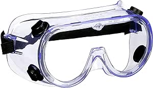 3M Goggle Chemical Splash, Impact-Resistant, Blocks 99.9% of UV, Scratch Resistant, Adjustable Strap, Indirect Ventilation, Flexible Frame Conforms To Face For Secure &amp; Protective Fit (91252H1-DC-10)