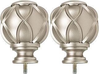 KAMANINA Netted Texture Replacement Finials for 1 or 7/8 Inch Curtain rods, M6 Screw Rod Finials, Champagne Gold, 2pcs