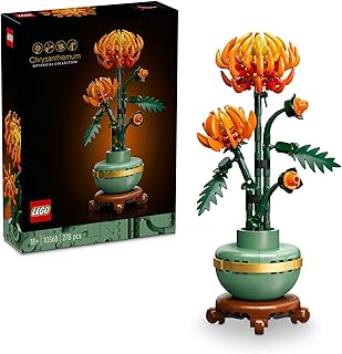 LEGO® Icons Chrysanthemum 10368 Flower Decor, Creative Building Set for Adults, Zero-Maintenance Plant Toy, Floral Display...