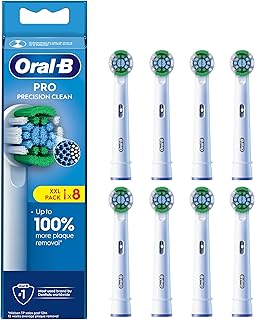 Oral-B Pro Precision Clean Electric Toothbrush Head, X-Shape And Angled Bristles for Deeper Plaque Removal, Pack of 8 Toot...