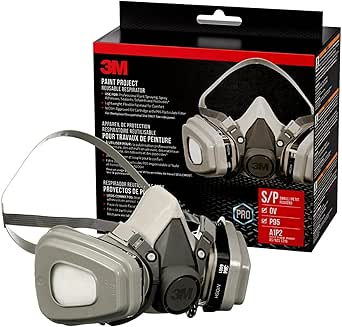 3M P95/OV Paint Project Reusable Respirator 6211, Medium Size, NIOSH-APPROVED Organic Vapor Cartridge &amp; P95 Rated Filters, Lightweight, Flexible, Thermoplastic Faceseal For Comfort (6211P1-DC)