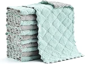 Hypermotion Microfiber Cleaning Cloth, Kitchen Towels, Double-Sided Microfiber Towel Lint Free Highly Absorbent Multi-Purpose Dust and Dirty Cleaning Supplies for Kitchen Car Cleaning. Pack of 12