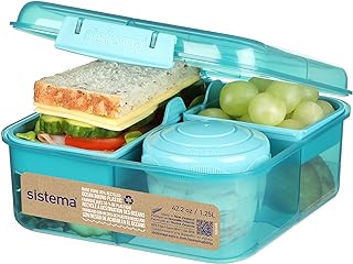 Boîte à bento Sistema - 1,25 L - Boîte à repas pour l’école compartimentée avec pot à en-cas - Sans BPA - Fabriquée à part...