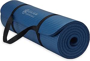 Gaiam Essentials Thick Yoga Mat Fitness &amp; Exercise Mat with Easy-Cinch Yoga Mat Carrier Strap, 72&#34;L x 24&#34;W x 2/5 Inch Thick