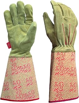 Image of DIGZ Women's Suede Rose Picker Long Gardening Gloves with Extended Cuff