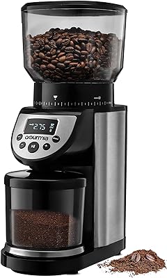 Gourmia GCG205 14-Ounce Automatic 4-Mode Digital Conical Burr Grinder with 39 Adjustable Grind Sizes and Built-In Scale