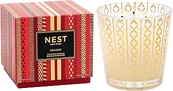 NEST Fragrances Holiday 3-Wick Candle, 21.2 oz - Orange, Clove, Cinnamon, Vanilla, Amber, Pine, Pomegranate - Luxury Glass Candle - Cruelty Free - 75-100 Hours Burn Time