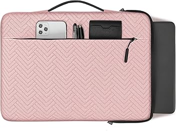 Image of Laptop Sleeve 14 inch Laptop Case Waterproof Handle Laptop Bag Protective Business Computer Carrying Bag Compatible with 13.3-14 Inch Laptop/Chromebook/Notebook, Pink