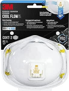 3M N95 Respirator 9511, Cool Flow Valve, 2 Pack, NIOSH-APPROVED, Advanced Filter Media For Easy Breathing, Comfortable For Long Periods Of Wear, Helps Filter Pollen, Mold Spores &amp; Dust (8511PA1-2A-PS)