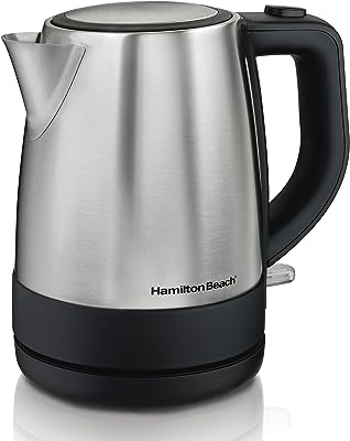 Hamilton Beach Electric Tea Kettle, Water Boiler & Heater, 1 L, Cordless, Auto-Shutoff & Boil-Dry Protection, Stainless Steel (40998)