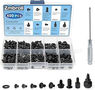 Zmbroll 400Pcs Computer Screws Standoffs Kit SSD Screw for Universal Motherboard PC Computer Case Screw Fan CD-ROM with Sc...