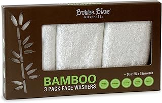 Bubba Blue Bamboo Viscose/Cotton Baby Bath Face Towel Washers Super Soft 3 Pack White Unisex