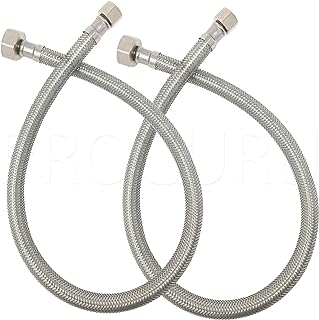 [2-Pack] PROCURU 24" Length x 3/8" Comp x 1/2" FIP Faucet Hose Connector, Stainless Steel Braided Supply Line (9SF24-2P)