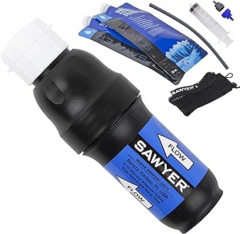 Image of Sawyer Products SP129 Squeeze Water Filtration System w/ Two 32-Oz Squeeze Pouches, Straw, and Hydration Pack Adapter