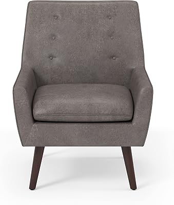 HOMES: Inside + Out Sayburke Mid-Century Modern Tufted Fabric Upholstered Accent Chair with Removable Cushion for Living Room, Bedroom, Dark Brown