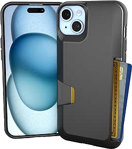 Smartish iPhone 15 Plus Wallet Case - Wallet Slayer Vol. 1 [Slim + Protective] Credit Card Holder - Drop Tested Hidden Card Slot Cover Compatible with Apple iPhone 15 Plus - Black Tie Affair