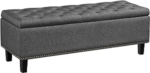 Yaheetech Ottoman with Storage Classic 49-inch Entryway Bench Storage Ottoman Bench Bench with Storage Coffee Table Footstool Bench Multipurpose Foot Rest Sofa Stool Dark Gray